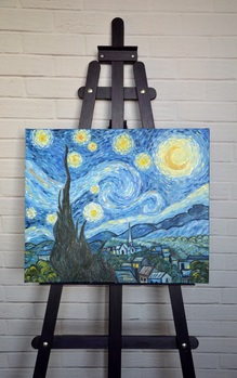 Звёздная ночь. Свободная копия. Ван Гог. 50x60  см
